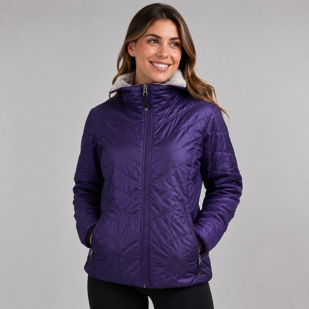 Columbia Womens Omni-Heat Interchange Purple Quilted Insulated Jacket Small 0128